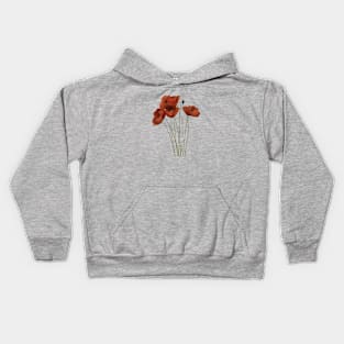 Long Tall Poppies Artistic WIldflowers Kids Hoodie